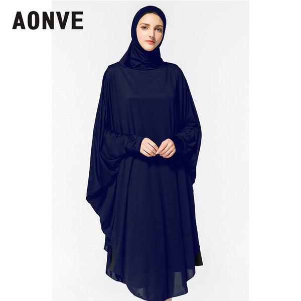 Navy / L - Aonve Hijab Abaya Women Islamic Body Head Covering Kaftan Muslim Eid Festival Prayer Clothing Femme Formal Robe Musulmane Caftan