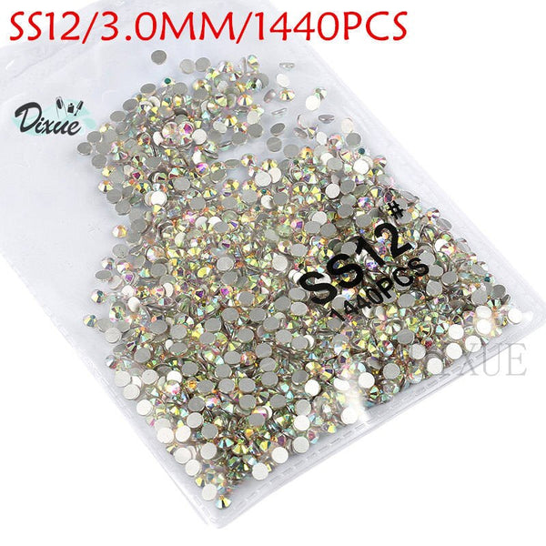 AB SS12 1440pcs - High light AAA rhinestone crystal AB clear SS3-SS40(1.3mm-8.4mm) Non Hotfix flatback Rhinestones for Nails 3D nail art  gems045