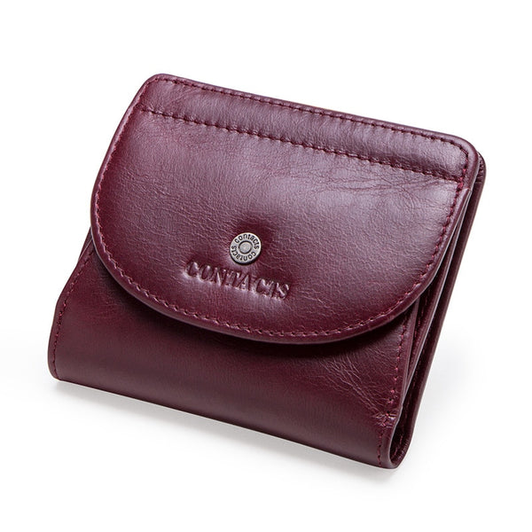 Red - Genuine Leather Women Wallet Fashion Coin Purse For Girls Female Small Portomonee Lady Perse Money Bag Card Holder Mini Clutch