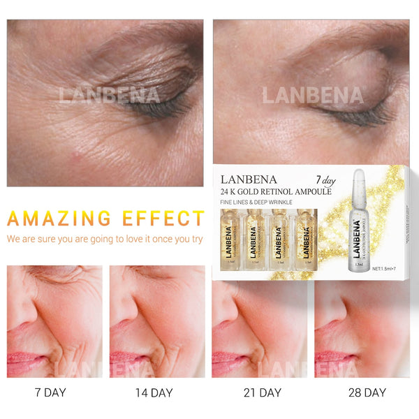 [variant_title] - LANBENA Ampoule Serum Hyaluronic Acid+Vitamin C+24K Gold Retinol +Q10+Ceramide Anti-Aging Wrinkle Moisturizing Beauty For 7 Days