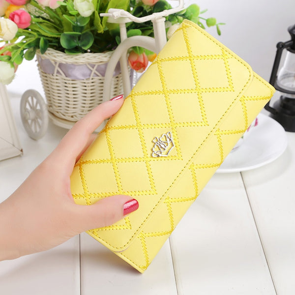 yellow wallet - Womens Wallets and Purses Plaid PU Leather Long Wallet Hasp Phone Bag Money Coin Pocket Card Holder Female Wallets Purse