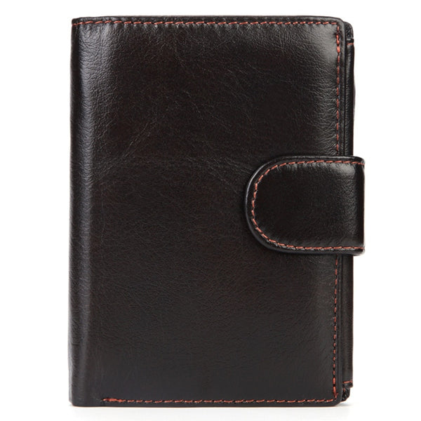 Dark Brown - MISFITS Vintage Men Wallet Genuine Leather Short Wallets Male Multifunctional Cowhide Male Purse Coin Pocket Photo Card Holder