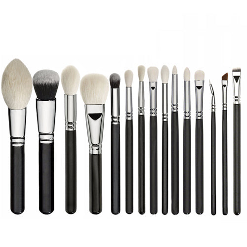 without case - 15pcs Black synthetic hair makeup brushes Powder Foundation blusher eye shadow Contour Make up brush set Cosmetic Pouch case