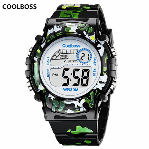 [variant_title] - Camouflage Watches Children Watch Led Digital Wristwatch Kids Boys Girs Students Clock Waterproof Sport Gift Relojes Army Green