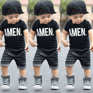 [variant_title] - Toddler Baby Kids Boys Summer Clothes Tops T-shirt Pants Outfits Set Size 2T-6T Free shipping