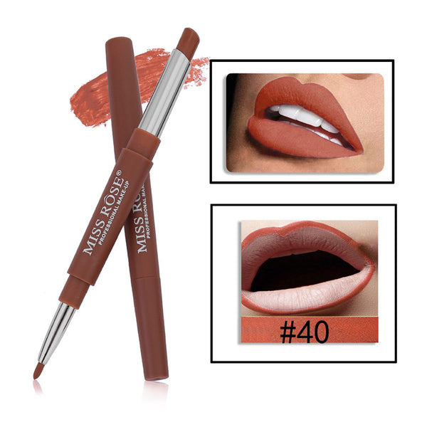 40 - 14 Color Double-end Lip Makeup Lipstick Pencil Waterproof Long Lasting Tint Sexy Red Lip Stick Beauty Matte Liner Pen Lipstick