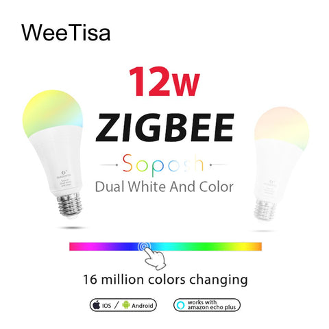 [variant_title] - ZIGBEE LED Bulb E27 E26 RGBCCT 6W 12W Dimmable Smart Light AC 110V 220V Smartphone APP Control LED Lamp Work with Alexa Echo