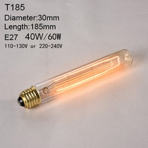 T185 / 110 to 130V 40W - Edison Incandescent Light Bulbs E27 Lamp Holder 110V/240V 2300K Vintage Decoration Warm Lights 40W-60W