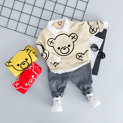 [variant_title] - HYLKIDHUOSE Toddler Infant Clothes Suits 2019 Spring Baby Girls Boys Clothing Sets Cartoon T Shirt Pants Kids Children Costume