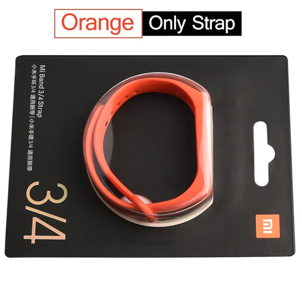 Orange - Original Xiaomi Mi Band 4 Strap Silicone Wristband Bracelet Xiaomi Band 4 3 Mi band4 Miband4 Pink Wrist Straps Xiomi Mi Band 4