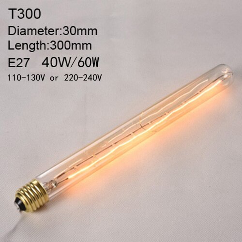 T300 / 110 to 130V 40W - Edison Incandescent Light Bulbs E27 Lamp Holder 110V/240V 2300K Vintage Decoration Warm Lights 40W-60W