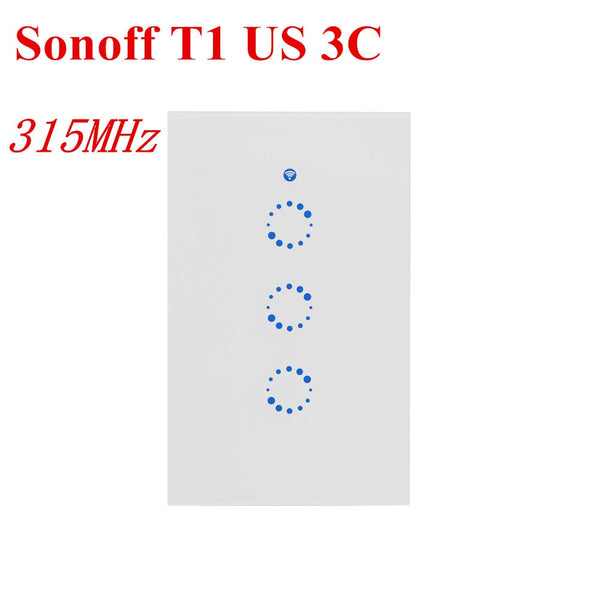Sonoff T1 US 3C - Sonoff T1 Smart Switch 1-3Gang EU UK WiFi & RF 86 Type Smart Wall Touch Light Switch Smart Home Automation Module Remote Control