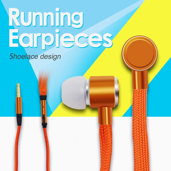 [variant_title] - Shoelace Earphones Super Bass Headphones Metal Headset Stereo Earbuds Running Earpieces Sport Handsfree With Mic fone de ouvido