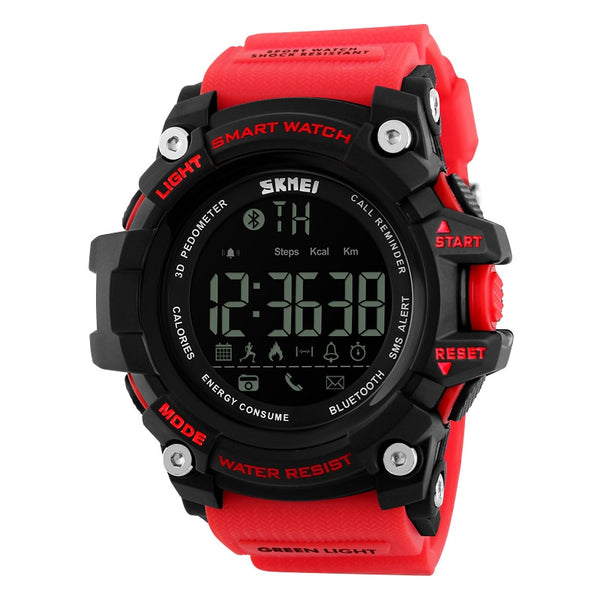 Smart Red Watch - SKMEI Outdoor Sport Smart Watch Men Bluetooth Multifunction Fitness Watches 5Bar Waterproof Digital Watch reloj hombre 1227/1384