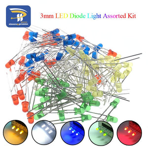 5 color each 20pcs - 5Colors*20PCS=100PCS / 1Color=100pcs F3 3mm LED Diode Light Assorted Kit Green Blue White Yellow Red COMPONENT DIY kit