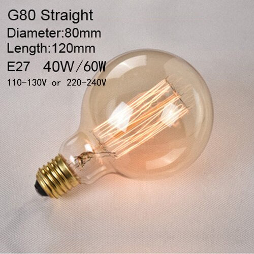 G80 Straight / 110 to 130V 40W - Edison Incandescent Light Bulbs E27 Lamp Holder 110V/240V 2300K Vintage Decoration Warm Lights 40W-60W