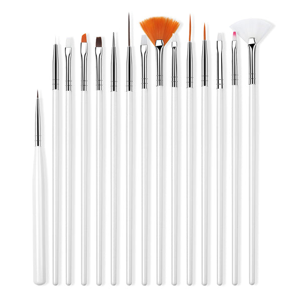 15 Pcs White - ROHWXY Nail Brush For Manicure Gel Brush For Nail Art 15Pcs/Set Ombre Brush For Gradient For Gel Nail Polish Painting Drawing
