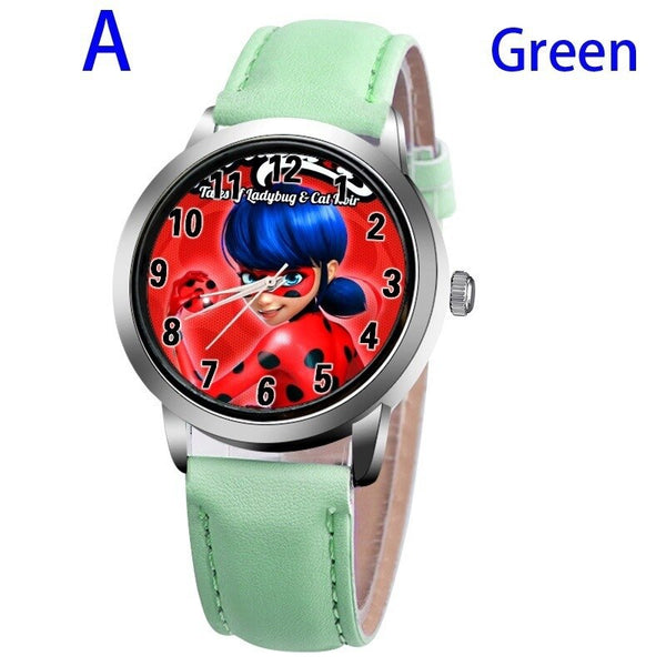 A-GREEN - New arrive Miraculous Ladybug Watches Children Kids gift Watch Casual Quartz Wristwatch fashion leather watch Relogio Relojes