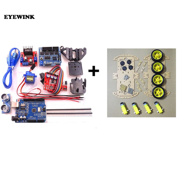 [variant_title] - New Avoidance tracking Motor Smart Robot Car Chassis Kit Speed Encoder Battery Box 2WD Ultrasonic module For Arduino kit