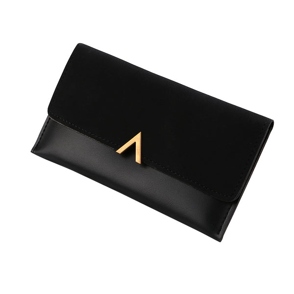 Black - 2019 Leather Women Wallets Hasp Lady Moneybags Zipper Coin Purse Woman Envelope Wallet Money Cards ID Holder Bags Purses Pocket