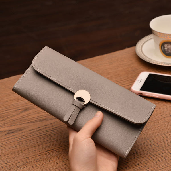 GRAY - 2018 Fashion Long Women Wallets High Quality PU Leather Women's Purse and Wallet Design Lady Party Clutch Female Card Holder