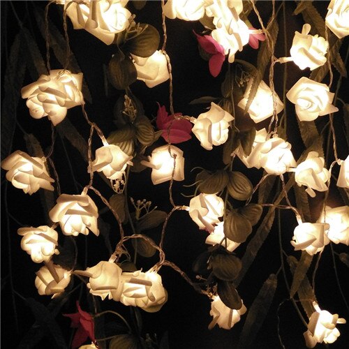 Warm White - YIYANG 1.5M 10led AA Battery LED Rose Christmas Lights Holiday String Lights Valentine Wedding Decoration Flower Bulbs LED Lamp