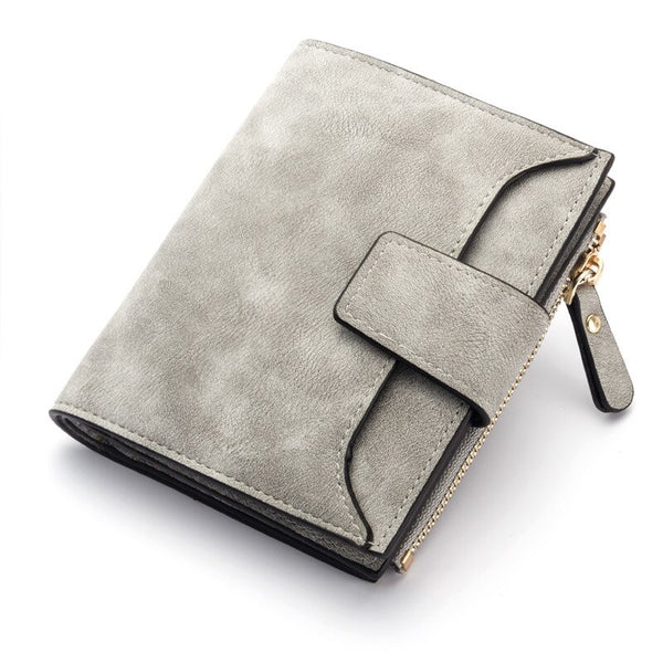 grey - New Leather Women Wallet Hasp Small and Slim Coin Pocket Purse Women Wallets Cards Holders Luxury Brand Wallets Designer Purse