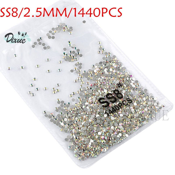 AB SS8 1440pcs - High light AAA rhinestone crystal AB clear SS3-SS40(1.3mm-8.4mm) Non Hotfix flatback Rhinestones for Nails 3D nail art  gems045