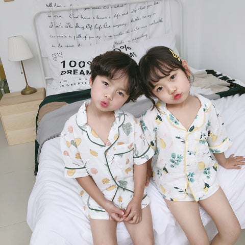 [variant_title] - Summer 2019 boys girls pure cotton two layer cartoon printed leisure wear Korean style soft kids clothes sets bodysuits