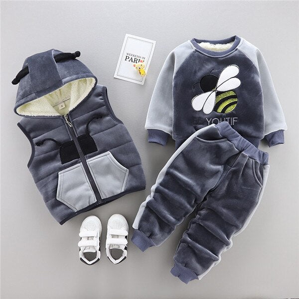 vest coat pant 3pcs-691 / 12M - 0-4 years winter boy girl clothing set 2018 new casual fashion warm thicken kid suit children baby clothing vest+coat+pant 3pcs