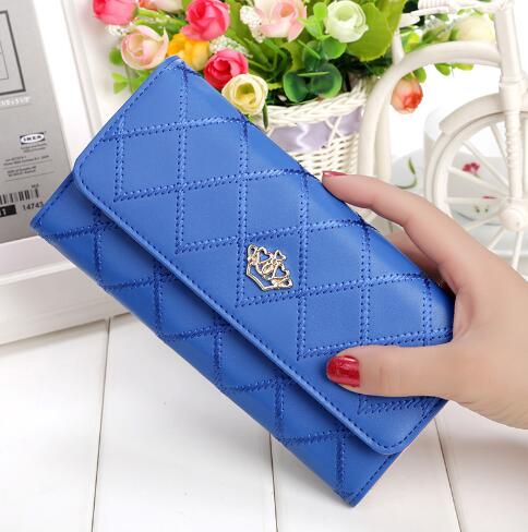 blue wallet - Womens Wallets and Purses Plaid PU Leather Long Wallet Hasp Phone Bag Money Coin Pocket Card Holder Female Wallets Purse