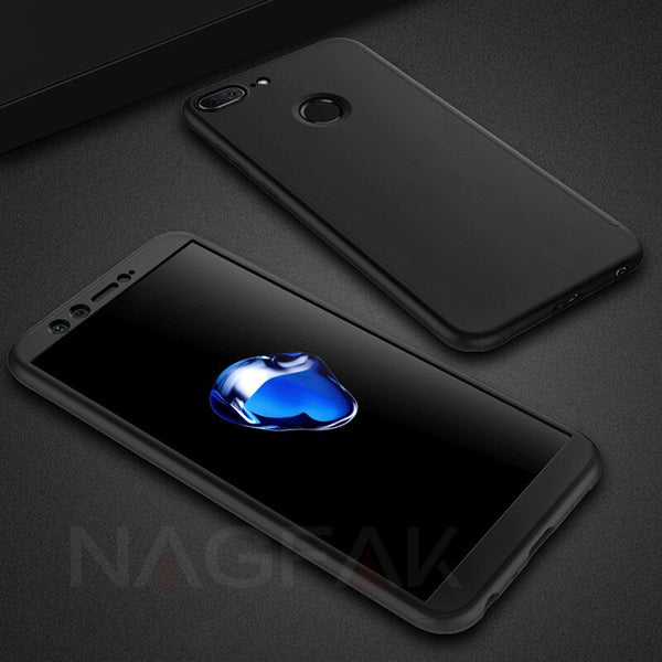 Black / Honor 7A 5.7inch - Luxury 360 Full Cover Phone Case on the For Huawei Honor 9 9 Lite 8X Max 7A 7C Pro Tempered glass Protective Cover 7A 9Lite Case