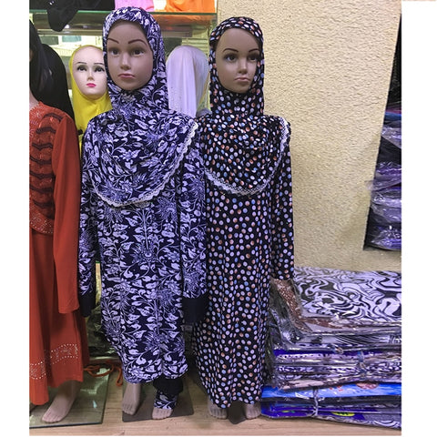 [variant_title] - (12 pieces/lot) Wholesale Latest Designs Islamic Muslim Girls Abaya kids Kaftan Dress Clothing in Stock YM019