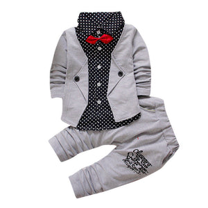 [variant_title] - Toddler Summer 2019 Kid Boys Clothes Formal Dot Bowtie Long Sleeve Shirt+Pants Boys Outfits Causal Kids Clothing For Boys Sets