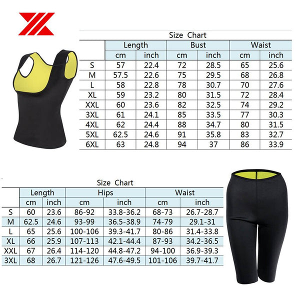 [variant_title] - HEXIN Women Sauna Vest with Short Pants Neoprene Fat Burn Body Shaper Slimming Workout Tummy Control (Vest+Pants 2 Pcs One Set)