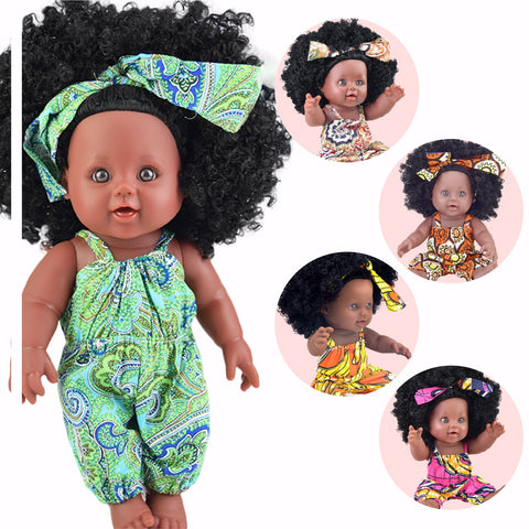 [variant_title] - black  baby dolls pop green African! 12inch  lol reborn silicone vinyl 30cm newborn poupee boneca baby soft toy girl kid todder