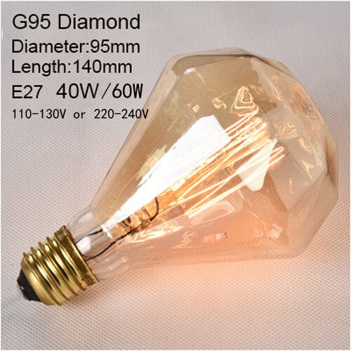 Diamond / 110 to 130V 40W - Edison Incandescent Light Bulbs E27 Lamp Holder 110V/240V 2300K Vintage Decoration Warm Lights 40W-60W