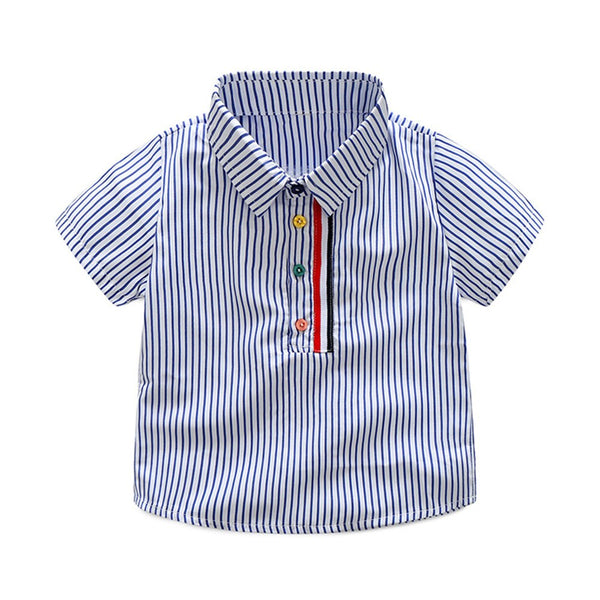 [variant_title] - Tem Doger Little Boys Summer Outfits Stripe Short Sleeve Shirts + White Shorts 2 Piece Gentleman Clothes Suit