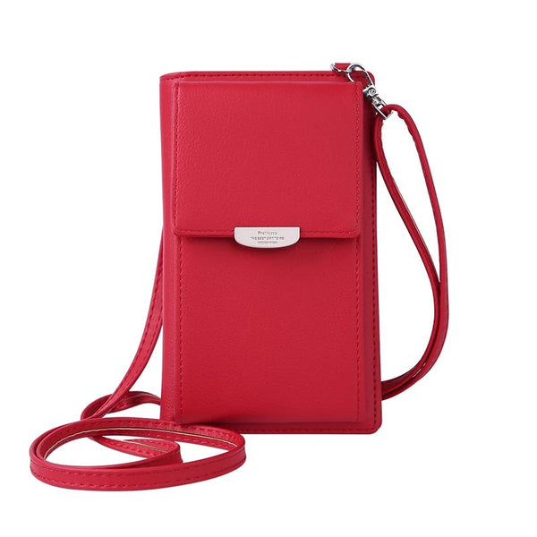 Red - JI HAO Summer Style Women Phone Shoulder Bag  PU Leather Money Wallet  Mini Chain Mobile Phone Bags Crossbody Messenger Bag