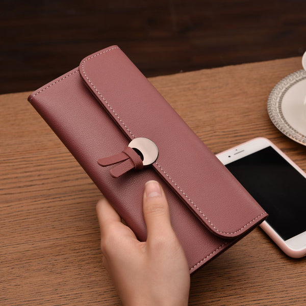 WINE RED - 2018 Fashion Long Women Wallets High Quality PU Leather Women's Purse and Wallet Design Lady Party Clutch Female Card Holder