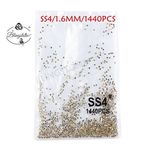 gold white ss4 1440 - SS3-SS8 1440pcs Super Glitter Flatback Multicolor Non HotFix Rhinestones For Nail Art Decoration Shoes And Dancing Decoration