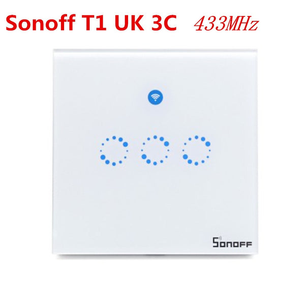 Sonoff T1 UK 3C - Sonoff T1 Smart Switch 1-3Gang EU UK WiFi & RF 86 Type Smart Wall Touch Light Switch Smart Home Automation Module Remote Control