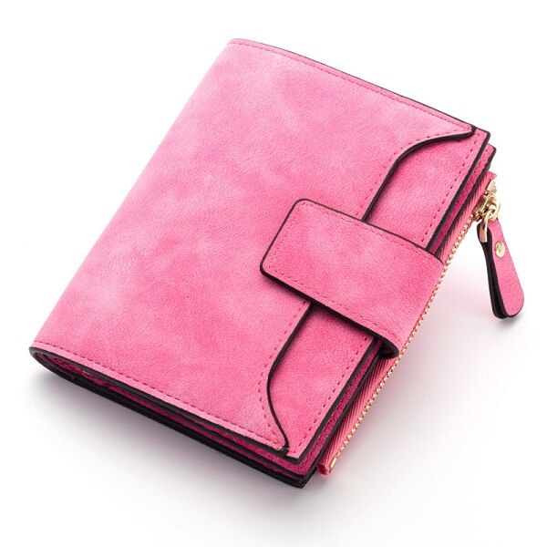 rose red - New Leather Women Wallet Hasp Small and Slim Coin Pocket Purse Women Wallets Cards Holders Luxury Brand Wallets Designer Purse