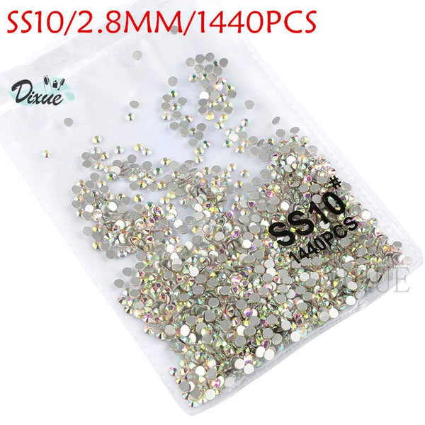 AB SS10 1440pcs - High light AAA rhinestone crystal AB clear SS3-SS40(1.3mm-8.4mm) Non Hotfix flatback Rhinestones for Nails 3D nail art  gems045