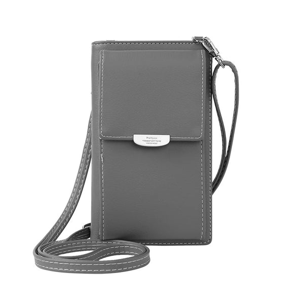 Gray - JI HAO Summer Style Women Phone Shoulder Bag  PU Leather Money Wallet  Mini Chain Mobile Phone Bags Crossbody Messenger Bag