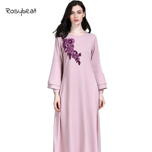 [variant_title] - Women Muslim Dresses 2Xl Plus Size Abaya Casual Floral Islamic Clothing Ladies Middle East Big Size Long Robes Office Lady 2019