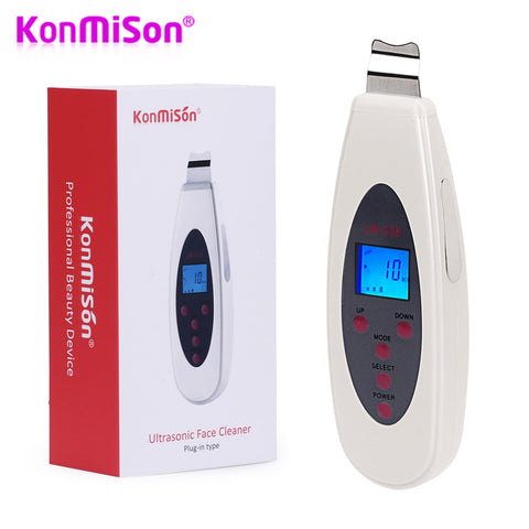 [variant_title] - Konmison Ultrasonic Skin Scrubber Cleanser Face Cleansing Acne Removal Facial Massager Ultrasound Peeling Clean Tone Lift