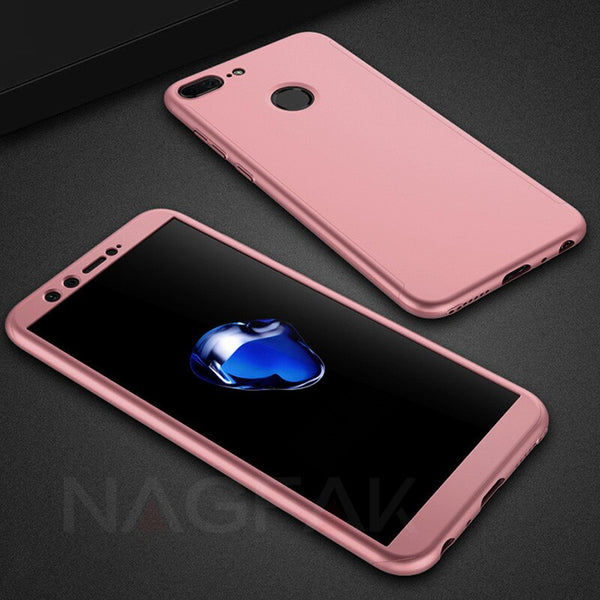 Rose Gold / Honor 7A 5.7inch - Luxury 360 Full Cover Phone Case on the For Huawei Honor 9 9 Lite 8X Max 7A 7C Pro Tempered glass Protective Cover 7A 9Lite Case