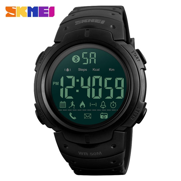 Black - Men's Sport Smart Watch SKMEI Brand Fashion Pedometer Remote Camera Calorie Bluetooth Smartwatch Reminder Digital Wristwatches