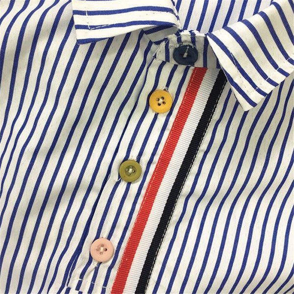 [variant_title] - Tem Doger Little Boys Summer Outfits Stripe Short Sleeve Shirts + White Shorts 2 Piece Gentleman Clothes Suit